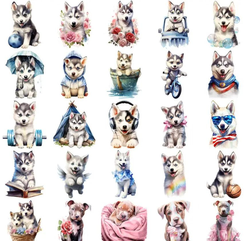 Стикеры милые щенки. Наклейки с собаками Водонепроницаемые Виниловые Эстетические Набор 50 шт. Киев - изображение 4