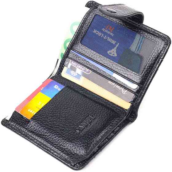 Стильний гаманець із натуральної зернистої шкіри CANPELLINI 21688 Чорний Київ