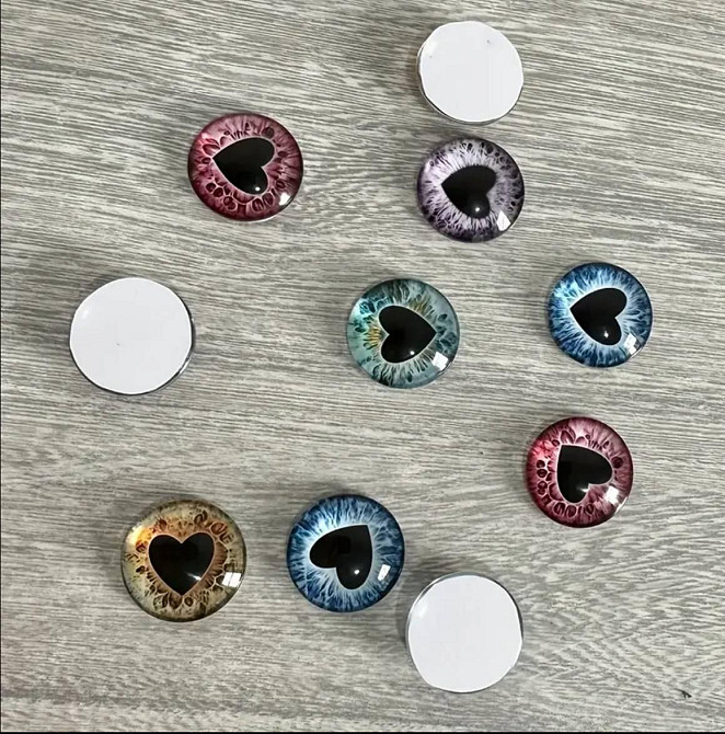 Скляні очі з серцем 8 мм – набір 10 пар для DIY та рукоділля Київ - фото 2