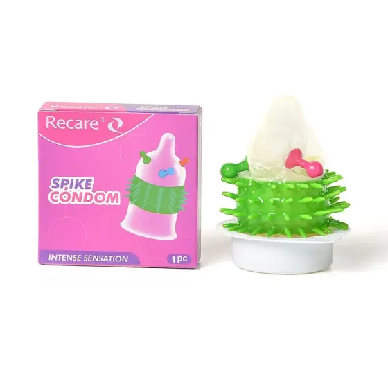 Насадка на член Recare Spike Condom Pink (презерватив с шариками и рядами шипов) Львов