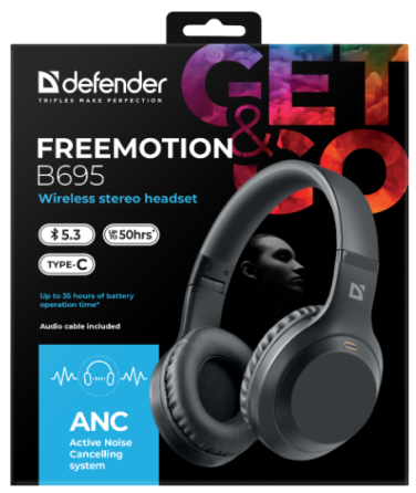 Гарнитура Defender FreeMotion B695 Bluetooth ANC Black (63695) (7024922) Киев
