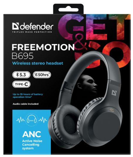 Гарнитура Defender FreeMotion B695 Bluetooth ANC Black (63695) (7024922) Киев - изображение 6