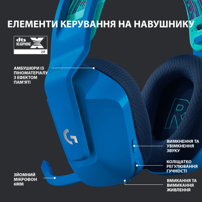 Навушники Logitech G733 Lightspeed Wireless RGB Gaming Headset Blue (981-000943) Вінниця - фото 7