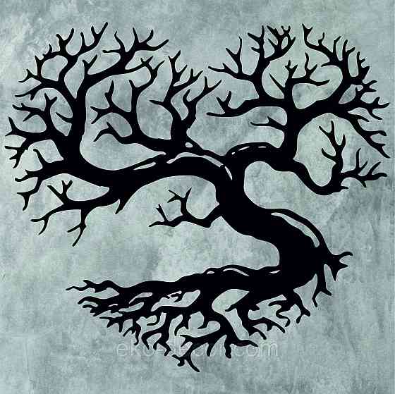 Декоративное настенное Панно «Дерево сердце» Декор на стену 70*63 см., Черный Киев