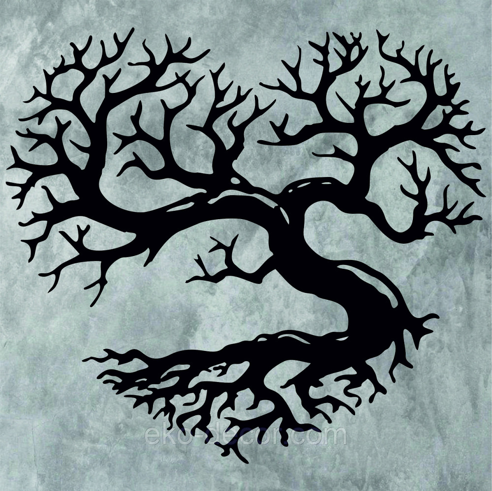 Декоративное настенное Панно «Дерево сердце» Декор на стену 70*63 см., Черный Киев - изображение 5