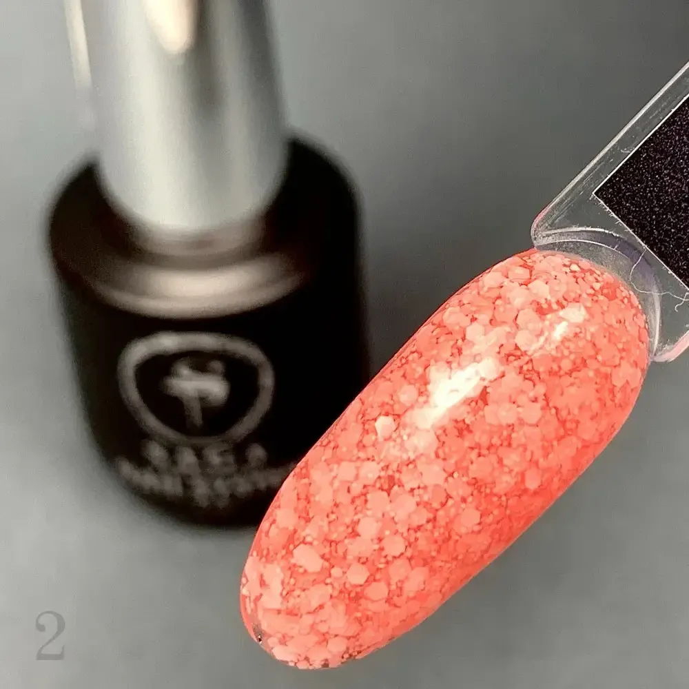 Гель-лак SAGA Marmelade №2 летняя коллекция оттенков мармелада (персиковый с хлопьями) 9 мл. Киев - изображение 3