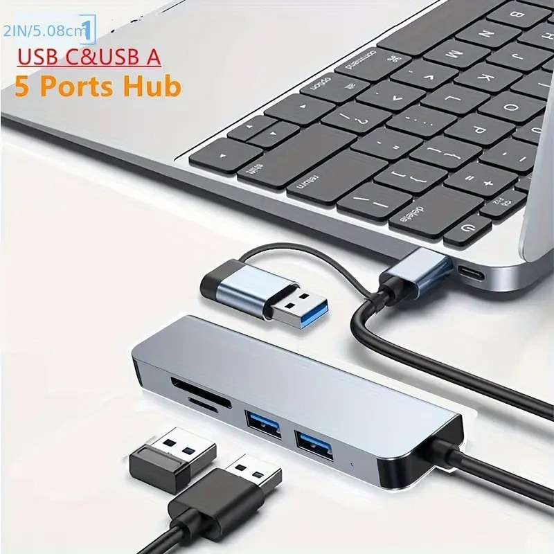 USB Type-C хаб з 2 USB 3.0, HDMI, кардридером, металевий Київ - фото 1