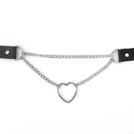 Чокер на шию Серце Art of Sex - Paris, з натуральної шкіри, колір Чорний Львов