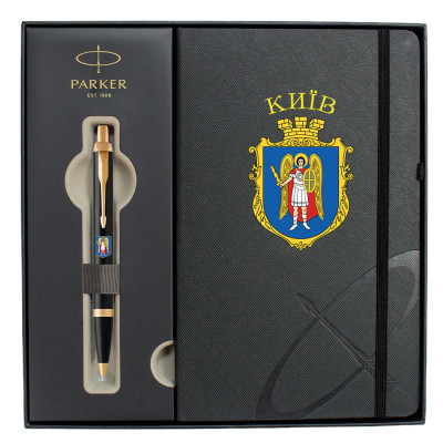Ручка кулькова Parker IM 17 CITY Black GT BP Герб Києва + блокнот Parker + подар.упак. GIFT24 (22032b24_C0010u) Вінниця - фото 8