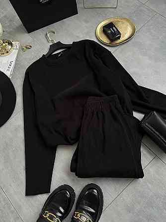 Женский теплый базовый костюм двойка ангора рубчик Черный Одесса