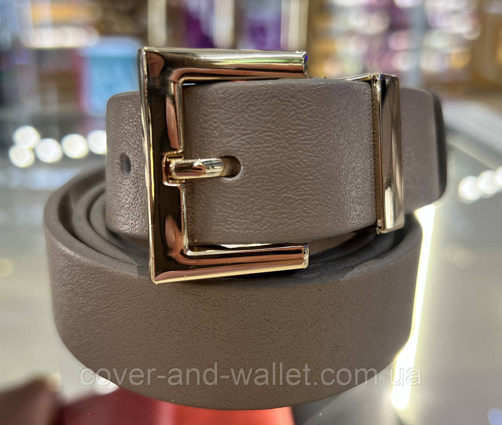 Темно-пудровий жіночий ремінь з натуральної шкіри із золотою пряжкою 30 мм PS Leather Київ - фото 4