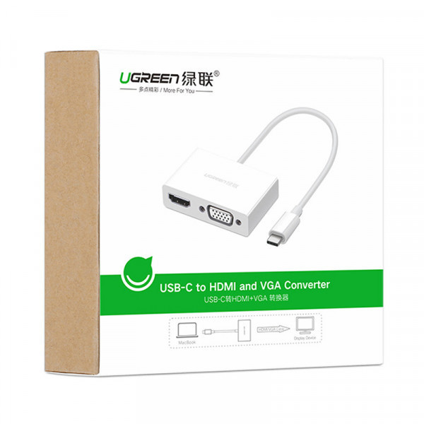 Перехідник-Конвертер USB Type C to HDMI + VGA MM123 UGREEN Білий (30843) Київ - фото 3