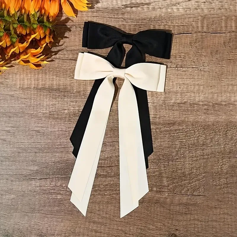 Набор заколок-бантов для волос 4 шт – большие атласные банты на металлической заколке-автомат, 21×12 см Киев - изображение 4