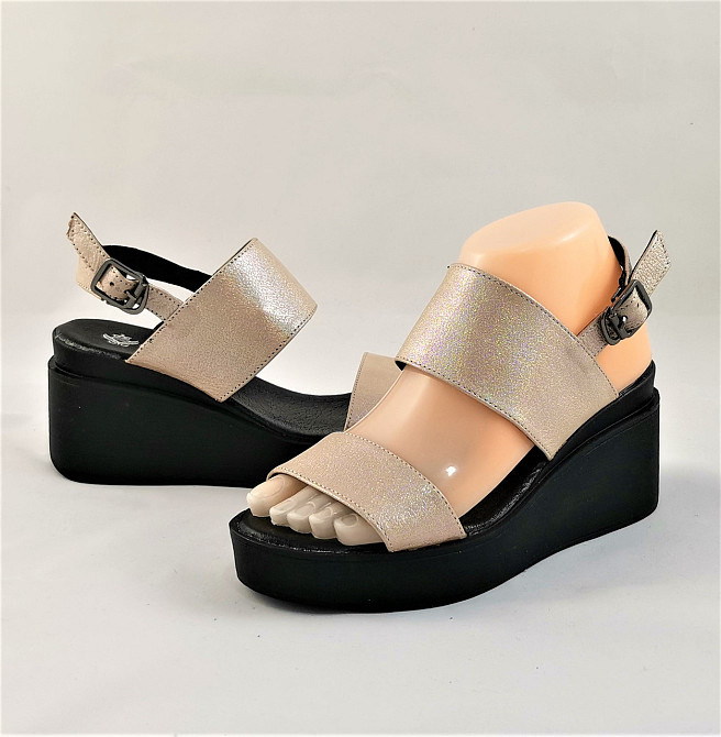 Жіночі Сандалі Босоножки на Танкетці Платформа Бежові Літні (розміри: 36) - 76-4 Дніпро - фото 2