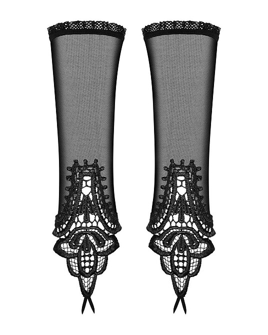 Сетчатые митенки с кружевом Obsessive Luiza mittens One size, черные Sex Aura Киев - изображение 2