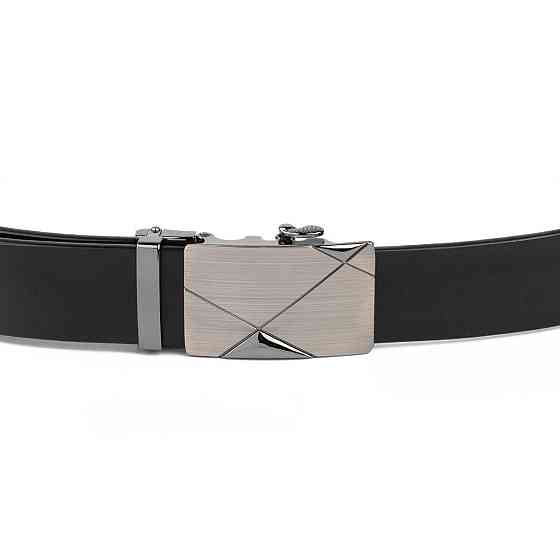 Ремень мужской с пряжкой автомат диагональ Vintage 20252 Черный Киев