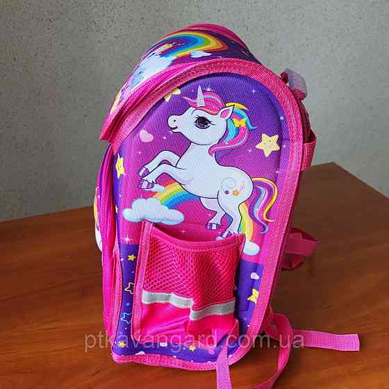 Портфель школьный ортопедический 1 класс каркасный (3D принт Единорог) розовый Хмельницкий