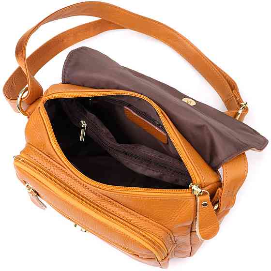 Містка повсякденна сумка з натуральної шкіри для жінок Vintage 22968 Рудий Київ