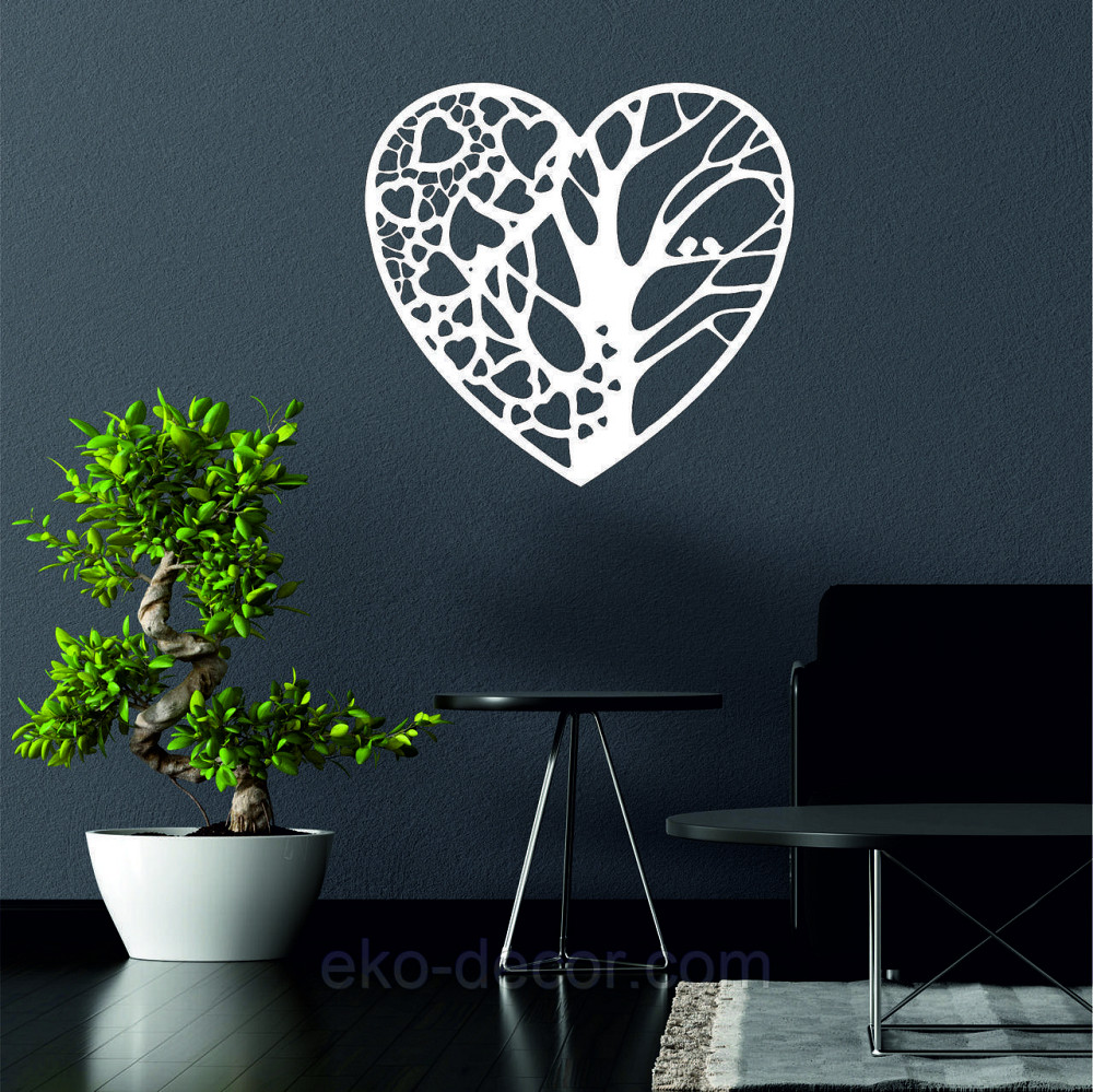 Декоративное настенное Панно «Дерево сердце» Декор на стену 70*65 см, Белый Киев - изображение 2