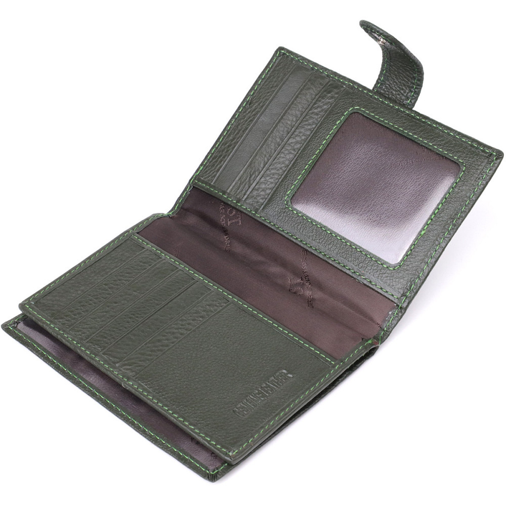 Оригинальная обложка на документы унисекс из натуральной кожи ST Leather 23119 Зеленый Киев - изображение 7