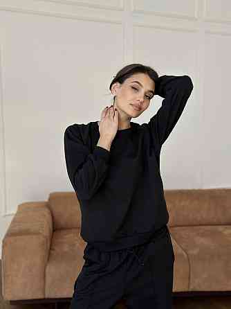 Женский спортивный костюм с широкими штанами Черный XL/XXL Харьков