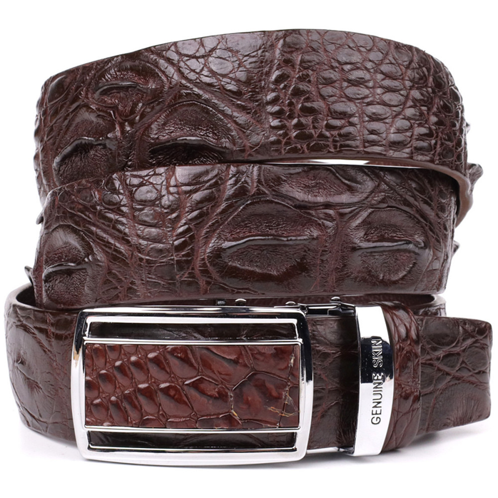 Ремінь-автомат CROCODILE LEATHER 18240 з натуральної шкіри крокодила Коричневий Київ - фото 8