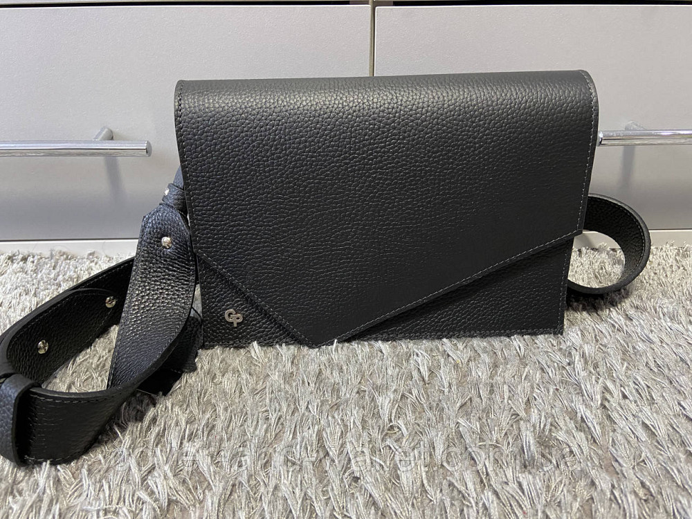 Якісна жіноча шкіряна сумка на магнітній застібці чорного кольору Grande Pelle 770710 Київ - фото 10