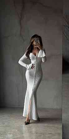 Женское элегантное, притягательное макси платье турецкое ангоро Молочный, 44/46 Одесса