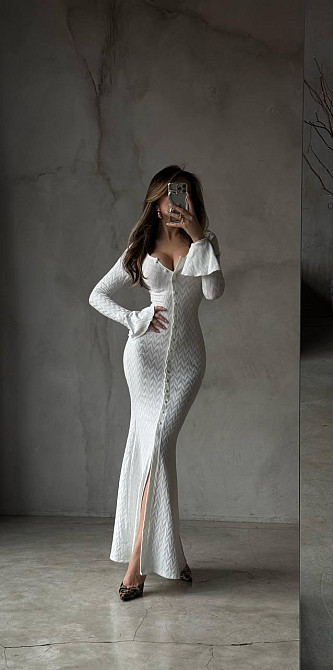 Женское элегантное, притягательное макси платье турецкое ангоро Молочный, 44/46 Одесса - изображение 1