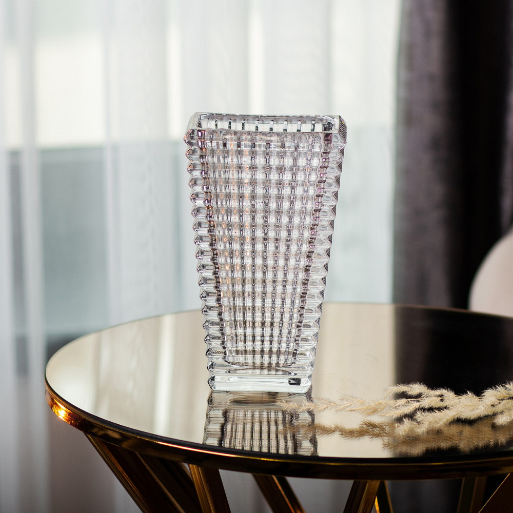 Прямокутна декоративна ваза для квітів із скла, 17 см HP-1721 Київ - фото 4