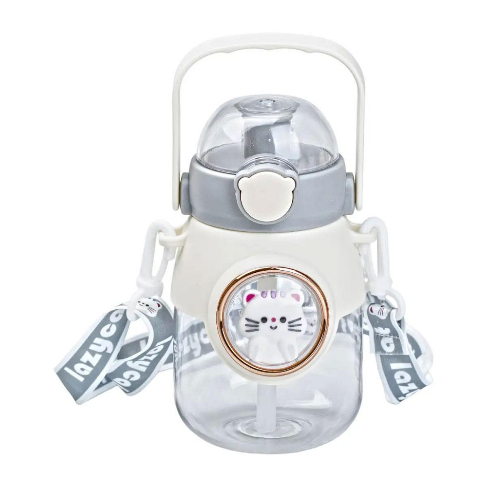 Детская бутылка для воды с трубочкой и ручкой, 820 мл, серый Киев - изображение 7