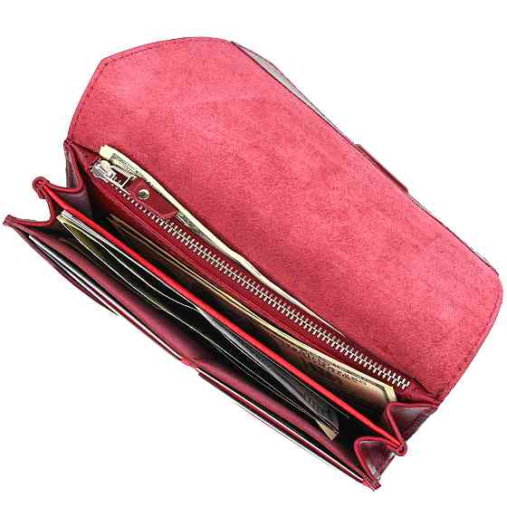 Чудовий шкіряний жіночий гаманець Grande Pelle 11576 Бордовий Київ