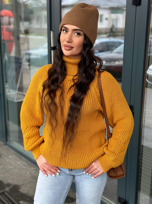 Женский вязаный свитер с высокой горловиной. 42-54р Киев - изображение 3