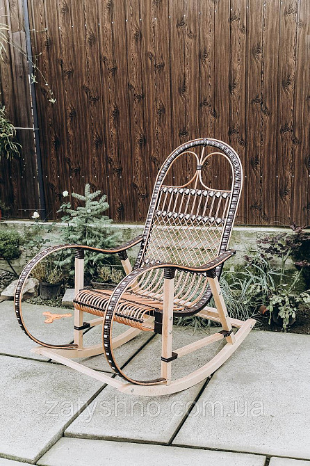 Кресло качалка с натурального ротанга | Кресло-качалка для сада | кресло качалка деревянная​​​​​​​ Киев - изображение 3