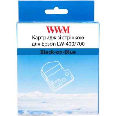 Лента для принтера этикеток WWM для Epson LW-400/700 18mm х 8m Black-on-Blue (WWM-SC18B) Винница