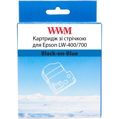 Лента для принтера этикеток WWM для Epson LW-400/700 18mm х 8m Black-on-Blue (WWM-SC18B) Винница - изображение 1