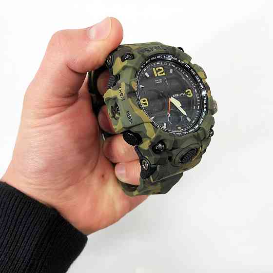 Спортивные часы мужские водонепроницаемы SKMEI 1155BCMGN GREEN CAMO, Часы военной тематики DS-71 Львов
