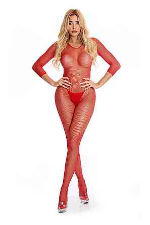 Бодистокинг - Pink Lipstick Lingerie Risque Crotchless Bodystocking Red, M/L Sex Aura Киев