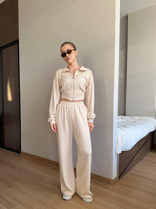 Жіночий теплий прогулянковий костюм із турецької ангори Кремовий, 46/48 Одеса - фото 1