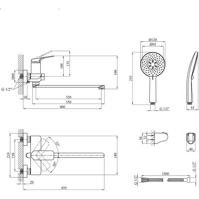 Душевой гарнитур Kroner Graz-GRP070 + змішувач Graz-GRP010 (CVS30152) Винница - изображение 6