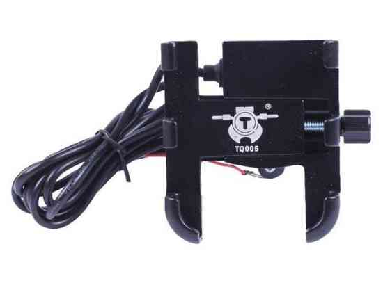 Держатель телефона HFCM-29  (крепление на руль), алюминий, черный, с зарядкой Мукачево