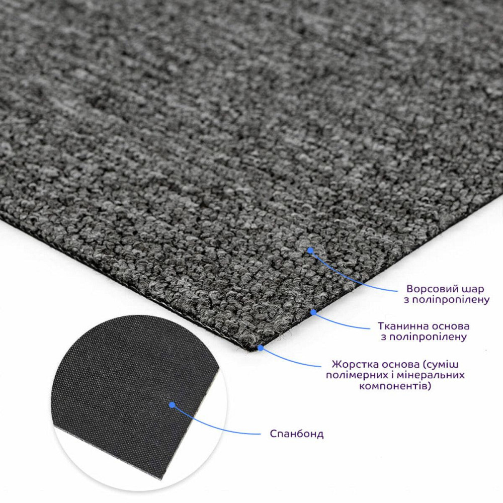 Плитка під ковролін без клейового шару 500х500х3мм Темно-Сірий SW-00002711 Дніпро - фото 2