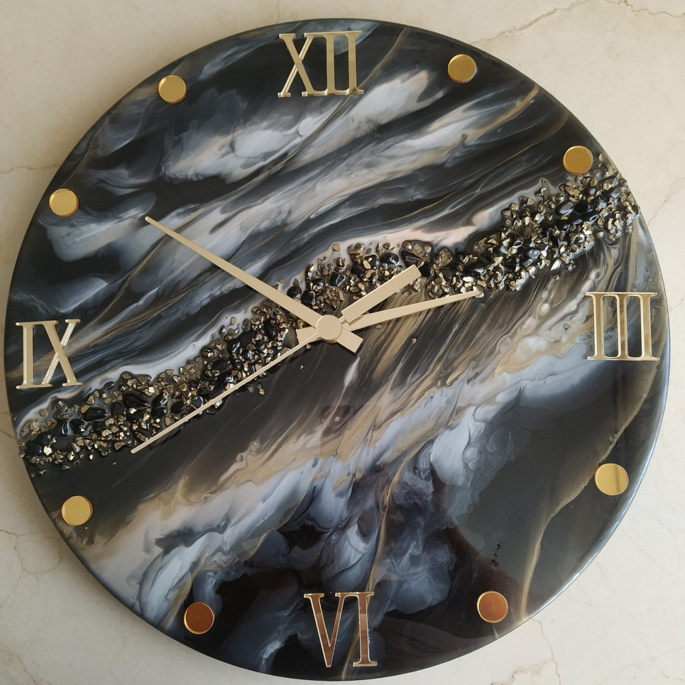 Настіний годинник з епоксидної смоли ручної роботи Дніпро - фото 3