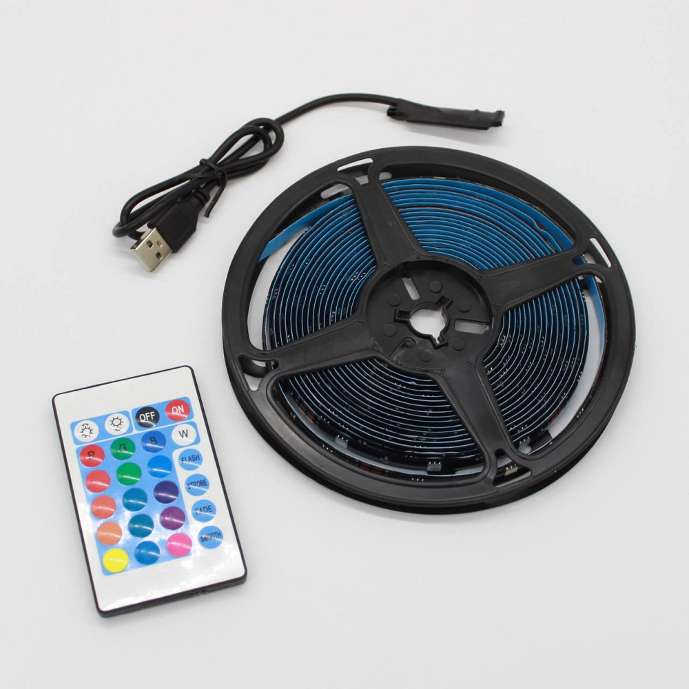 Світлодіодна стрічка 5 м, від USB + пульт TV LED Strip CB-5050 / Кімнатна лед підсвітка / RGB стрічка від повербанку Київ - фото 10