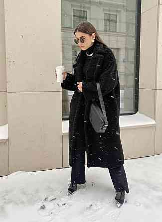 Женская повседневная теплая шуба из эко-меха и на теплой подкладке. Черный, 48/52 Одесса