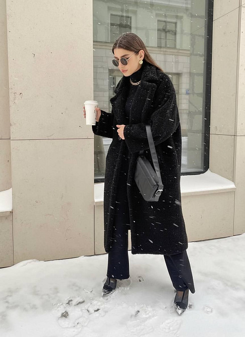 Женская повседневная теплая шуба из эко-меха и на теплой подкладке. Черный, 48/52 Одесса - изображение 1