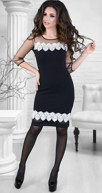 Платье черное с белым кружевом (46) Киев - изображение 2