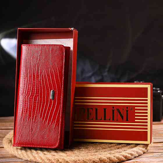 Лакований гаманець для жінок із натуральної фактурної шкіри CANPELLINI 21609 Червоний Київ