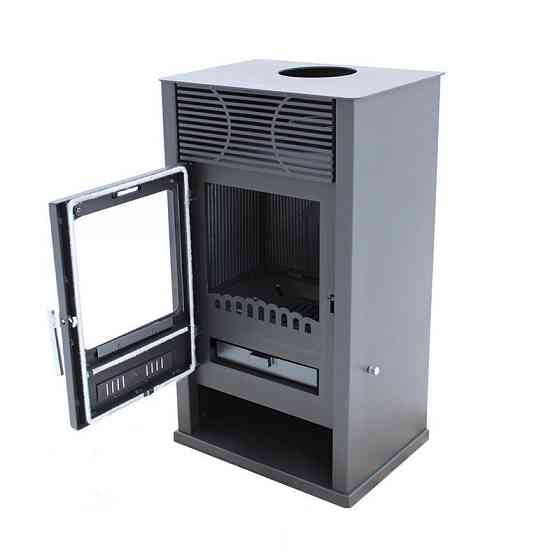 Піч-камін на дровах Hosseven CELINE 7,5 кВт сталева буржуйка з чавунною топкою панорамне скло верхній димохід Турція Київ