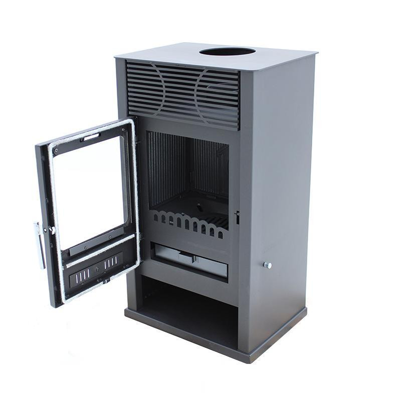 Піч-камін на дровах Hosseven CELINE 7,5 кВт сталева буржуйка з чавунною топкою панорамне скло верхній димохід Турція Тернопіль - фото 4